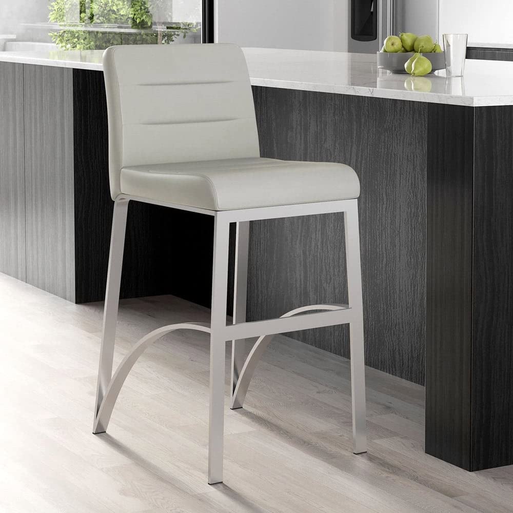 Lynx Counter Height Contemporary Bar Stool with Metal Base Cream