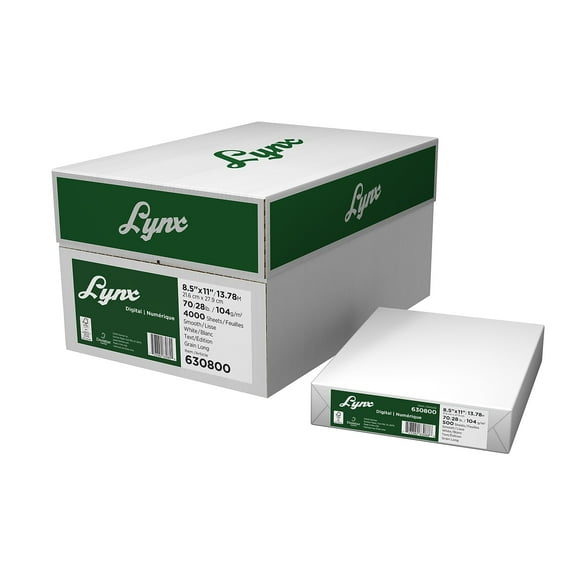 Lynx Opaque 80 lb. Cover Paper 8.5" x 11" White 2000 Sheets/Case (638800CASE)