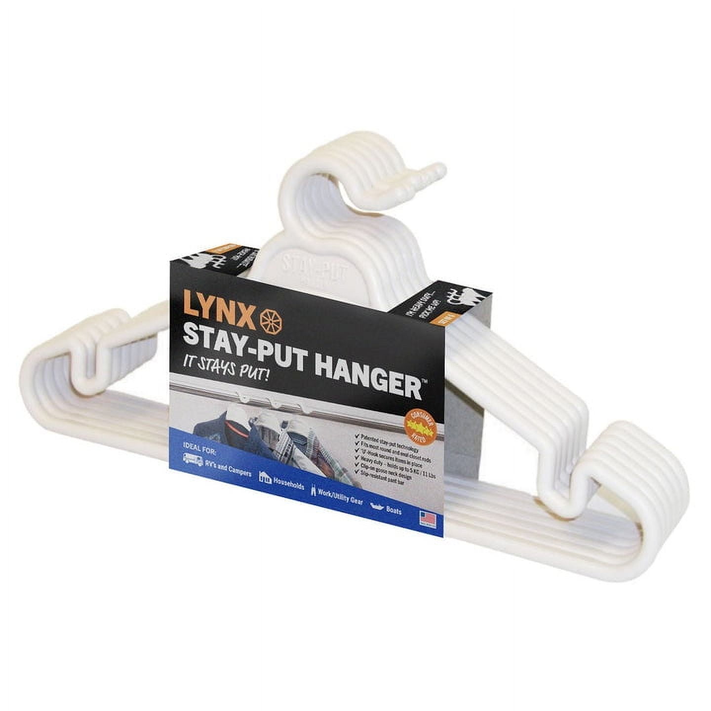Lynx Stay-Put White Plastic Hangers, 6-Pack
