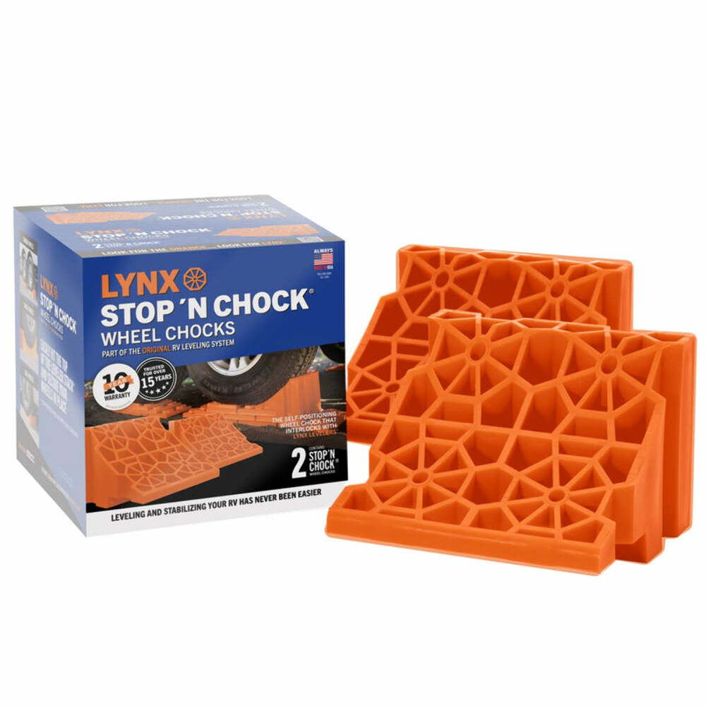 Lynx Stop 'N Chock RV Wheel Chock 2 Pack, 00018, Orange - image 1 of 5
