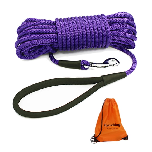 Lynxking Dog Training Leash Long Lead Heavy Duty Puppy Rope for Small Medium Large Dogs (15 feet x 3/8 in, Purple)