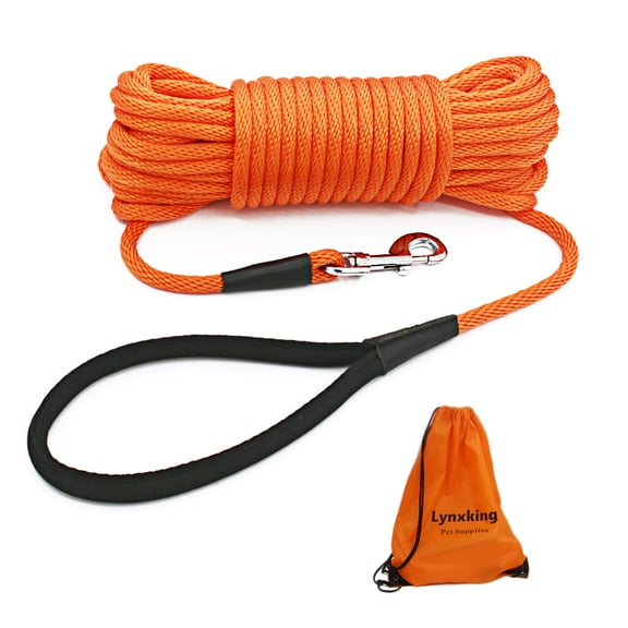 Lynxking Dog Training Leash Long Lead Heavy Duty Puppy Rope for Small Medium Large Dogs (50 feet x 3/8 in, Orange)