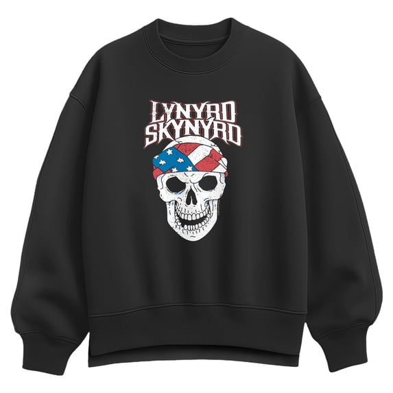 Lynyrd Skynyrd - American Bandana Skull - Women's Oversized Fleece Crew Sweatshirt