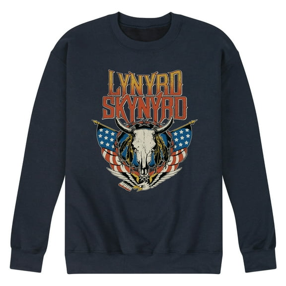 Lynyrd Skynyrd - Americana Steer Skull - Men's Crew Neck Fleece Pullover