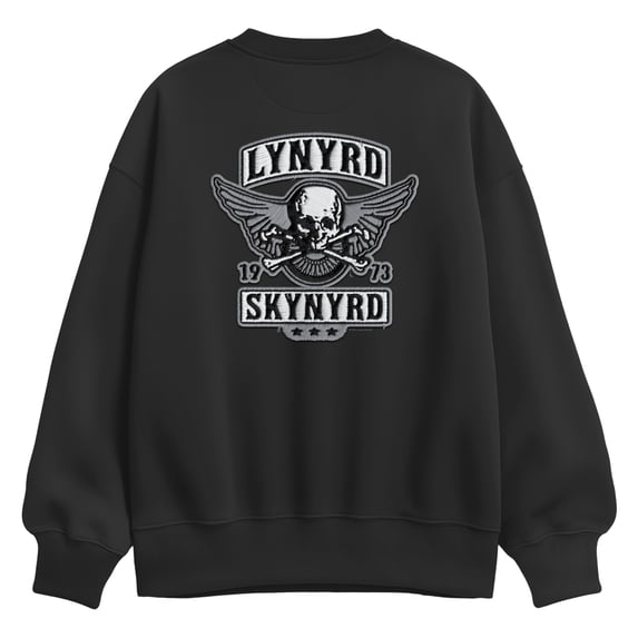 Lynyrd Skynyrd - Biker Faux Patch - Women's Oversized Fleece Crew Sweatshirt