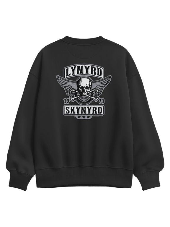 - Biker Faux Patch Women's Oversized Fleece Crew Sweatshirt