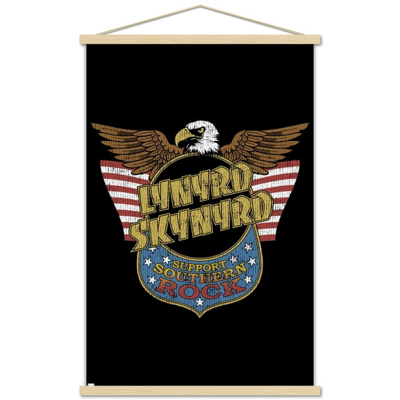 Lynyrd Skynyrd - Eagle Support Badge Wall Poster with Magnetic Frame, 22.375" x 34"
