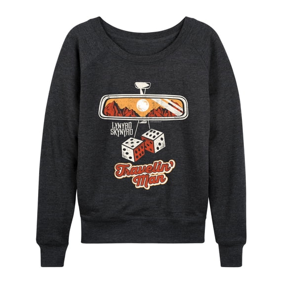 Lynyrd Skynyrd - Travelin' Man Rearview Mirror Lightweight French Terry Wide Neck Long Sleeve Graphic Shirt