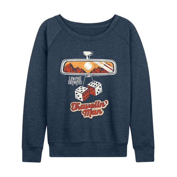 Lynyrd Skynyrd - Travelin' Man Rearview Mirror Lightweight French Terry Wide Neck Long Sleeve Graphic Shirt