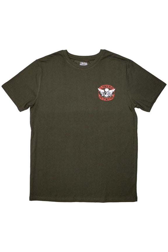 Lynyrd Skynyrd Unisex T-Shirt: Mini Biker Patch Logo (Large)