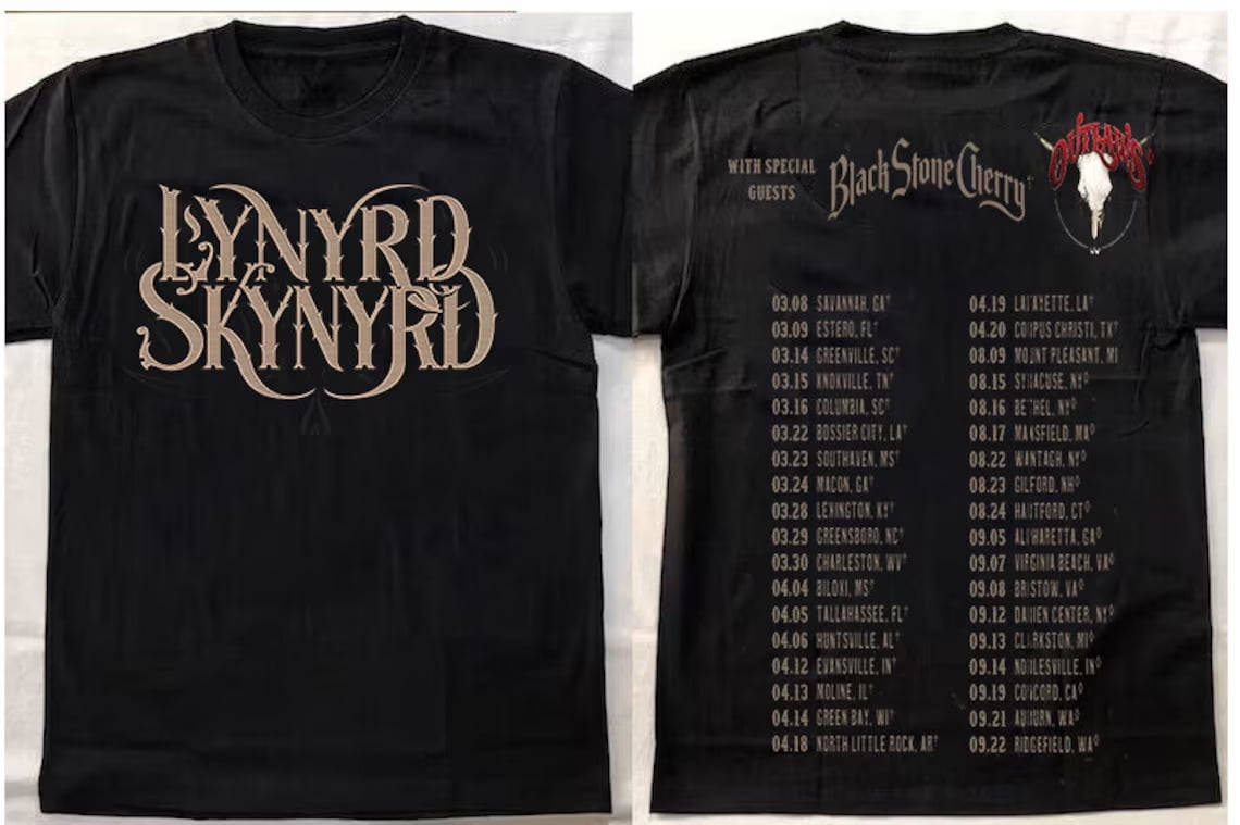 Lynyrd Skynyrd ZZ Top Tour 2025 Black Stone Cherry TShirt Gift Fans