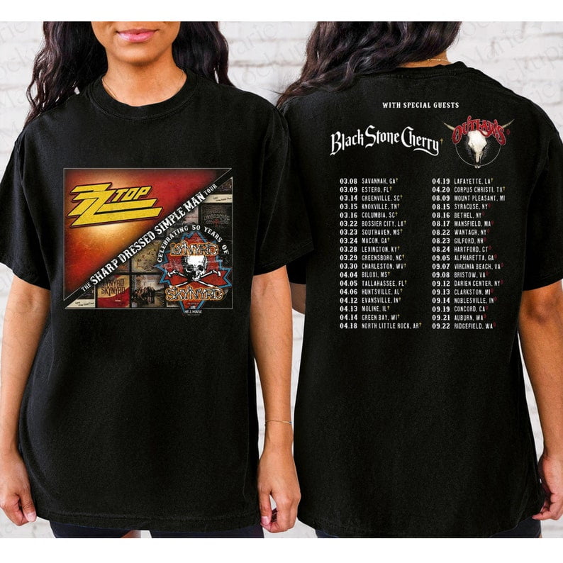 Lynyrd Skynyrd ZZ Top Tour 2024 Shirt, Sharp Dressed Simple Man US Tour