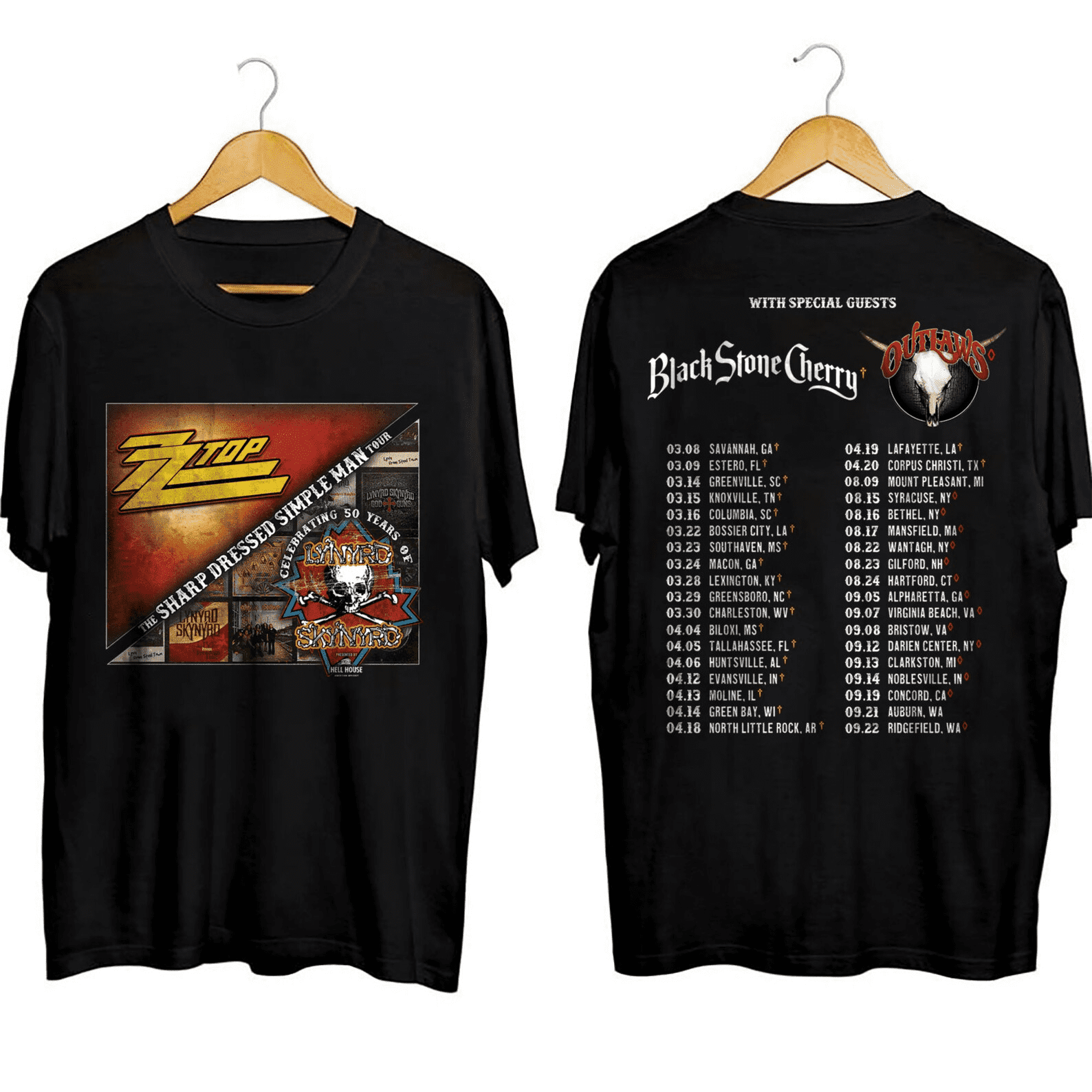 Lynyrd Skynyrd Zz Top Tour 2024 World Tour 2024 Shirt, Size Xl, Tee