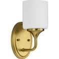 thumbnail image 1 of Lynzie Collection One-Light Brushed Gold Etched Opal Glass Modern Bath Vanity Light, 1 of 12