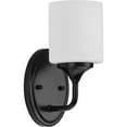 thumbnail image 1 of Lynzie Collection One-Light Matte Black Etched Opal Glass Modern Bath Vanity Light, 1 of 12