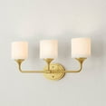 thumbnail image 1 of Lynzie Collection Three-Light Brushed Gold Etched Opal Glass Modern Bath Vanity Light, 1 of 4