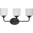 thumbnail image 1 of Lynzie Collection Three-Light Matte Black Etched Opal Glass Modern Bath Vanity Light, 1 of 12