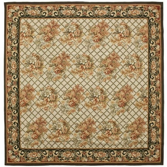 Lyon Flat Woven Square Area Rug - Ivory & Charcoal - 8 x 8 ft.