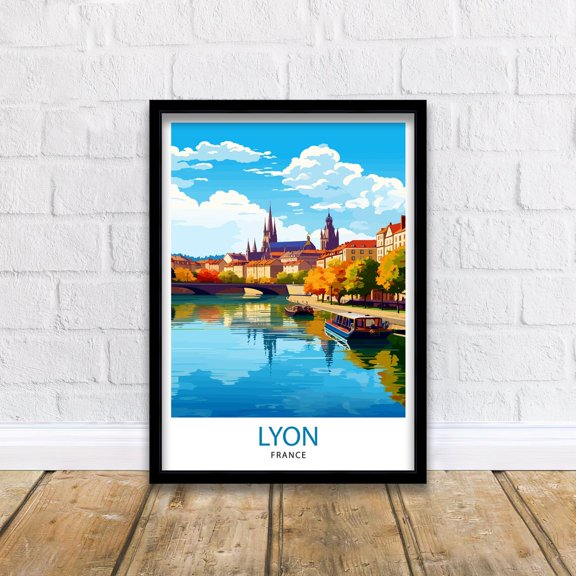 Lyon France Travel Printlyon Wall Decor Lyon France Travel Prints Lyon Art Print Lyon Illustration Lyon Wall Art France Print
