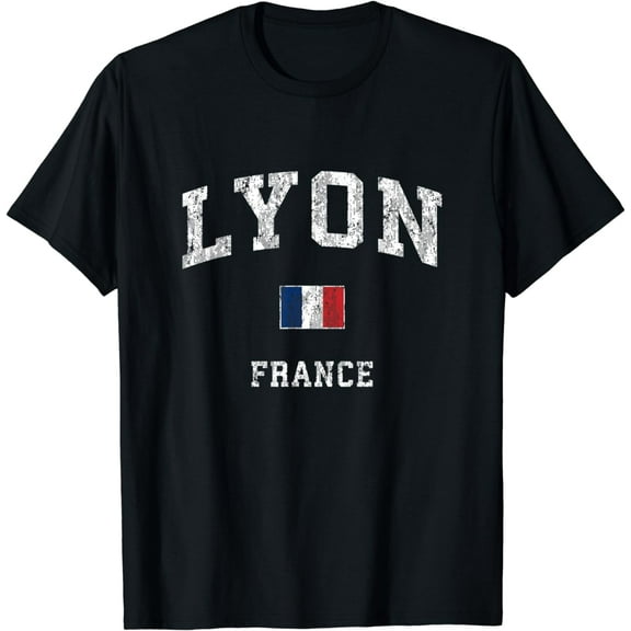 Lyon France Vintage Athletic Sports Design T-Shirt