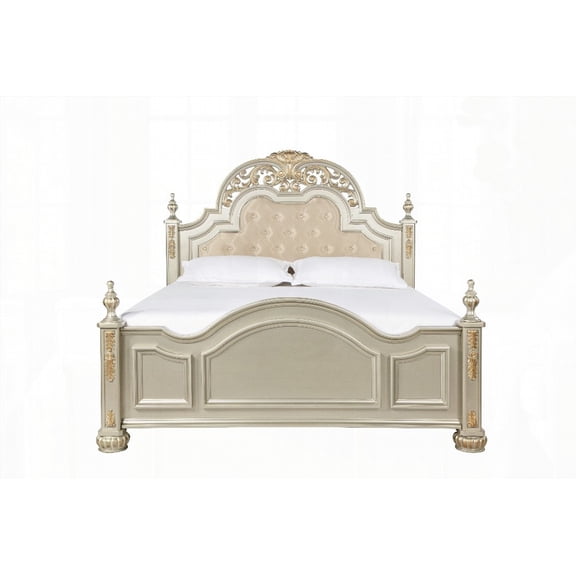 Lyon G07103A-QB Queen Bed with Silver Champagne Finish & Spacious 65'H X 67'W X 91'D