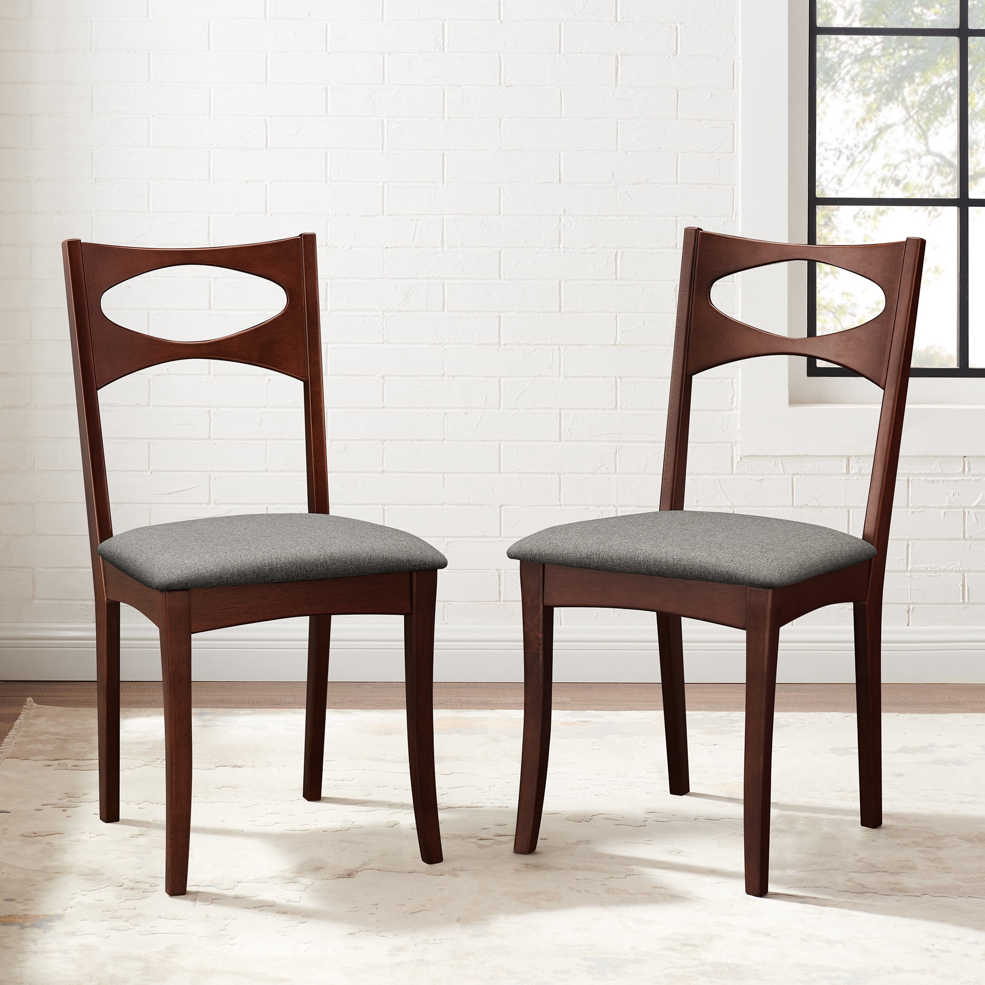 Lyon Mid Century Set of 2 Upholstered Acorn Dining Chairs by Manor Park