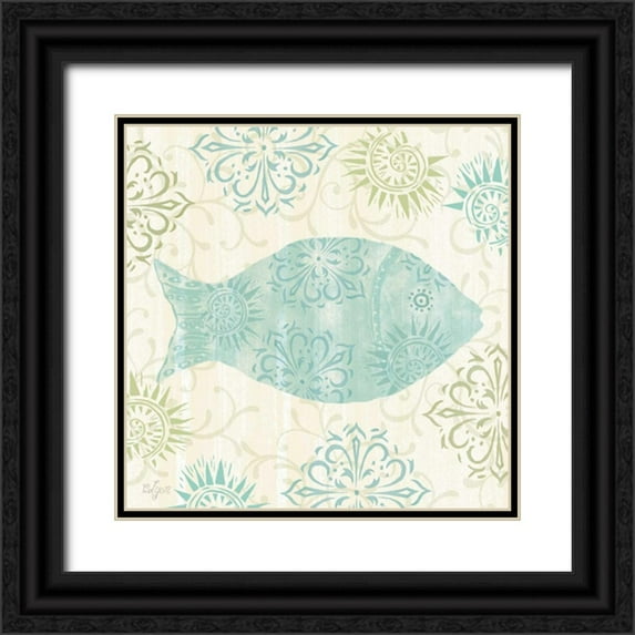 Lyon, Rebecca 12x12 Black Ornate Wood Framed with Double Matting Museum Art Print Titled - Coastal Whimsy I