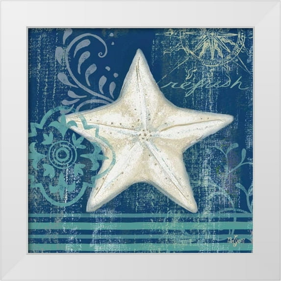 Lyon, Rebecca 12x12 White Modern Wood Framed Museum Art Print Titled - Navy Blue Spa Shells IV