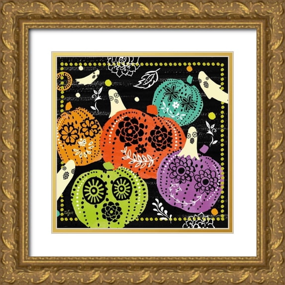 Lyon, Rebecca 15x15 Gold Ornate Wood Framed with Double Matting Museum Art Print Titled - Pumpkin Patch I