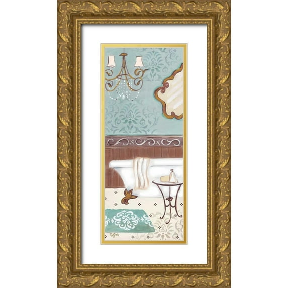 Lyon, Rebecca 15x32 Gold Ornate Wood Framed with Double Matting Museum Art Print Titled - Fancy Bath Panel II