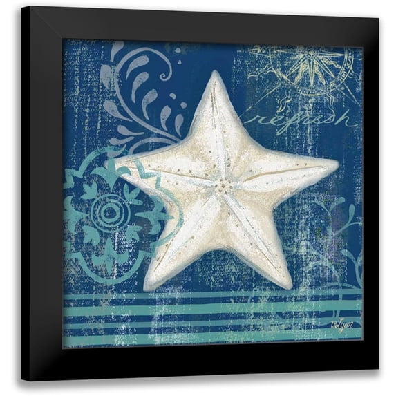 Lyon, Rebecca 20x20 Black Modern Framed Museum Art Print Titled - Navy Blue Spa Shells IV
