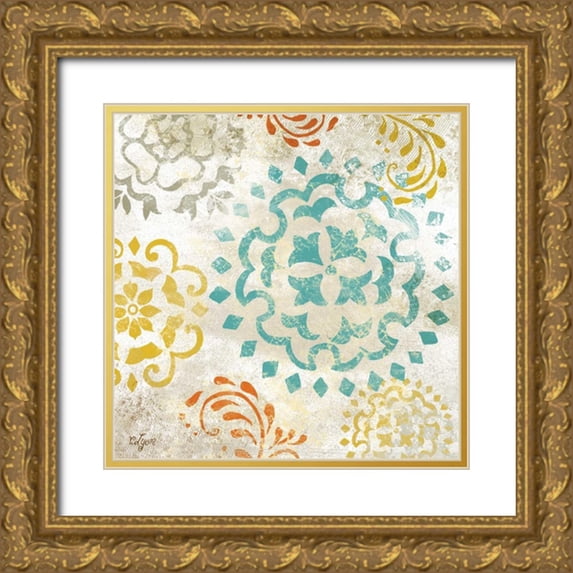 Lyon, Rebecca 20x20 Gold Ornate Wood Framed with Double Matting Museum Art Print Titled - Colorful Medallions II