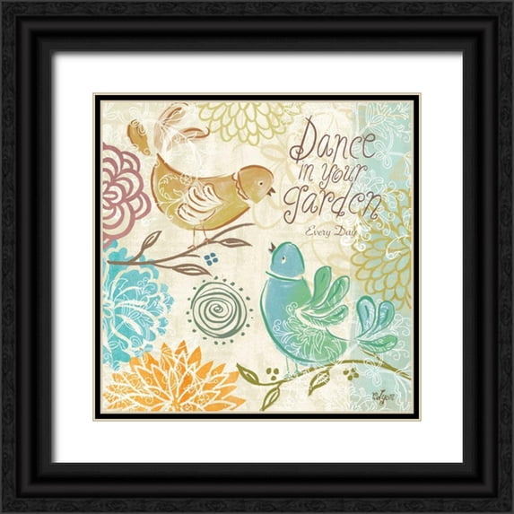 Lyon, Rebecca 26x26 Black Ornate Wood Framed with Double Matting Museum Art Print Titled - Bird Chirp II