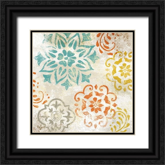 Lyon, Rebecca 26x26 Black Ornate Wood Framed with Double Matting Museum Art Print Titled - Colorful Medallions I