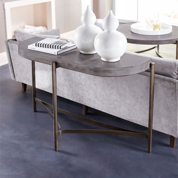Lyon Semi-circular Concrete and Metal Console Table