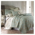 thumbnail image 1 of - Lyon Teal Quilt Set - Full/Queen Quilt + Two Standard Pillow Shams - Toile - Teal, Brown, Cream - Quilt Size (88x92in.), Sham Size (26x20in.) - Reversible - Cotton Fabric, 1 of 5