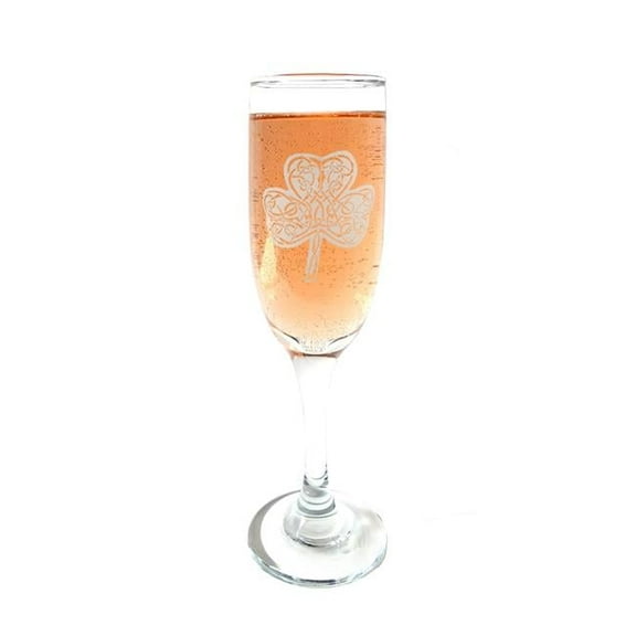 Lyoncraft CHCL01 6 oz Celtic Clover Engraved Champagne Flute Glass