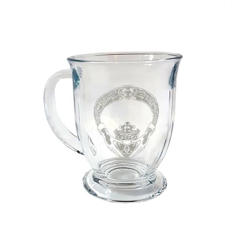 Lyoncraft Cocg01 16 oz Irish Claddagh Engraved Glass Coffee Mug