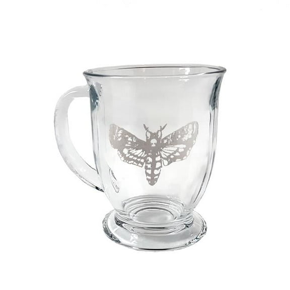 Lyoncraft CODM01 16 oz Hawk Moth Engraved Glass Coffee Mug