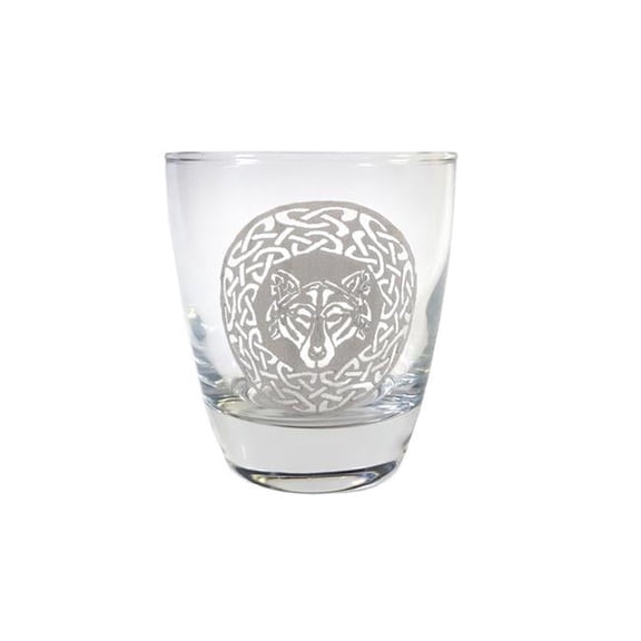Lyoncraft LBWO02 10 oz Celtic Wolf Engraved Lowball Glass