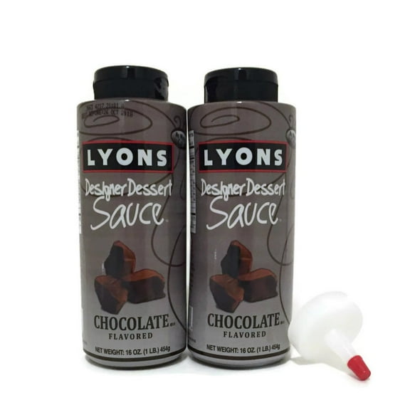 Lyons Gourmet Chocolate Dessert Sauces (Chocolate 2 Pack) with Applicator Tip