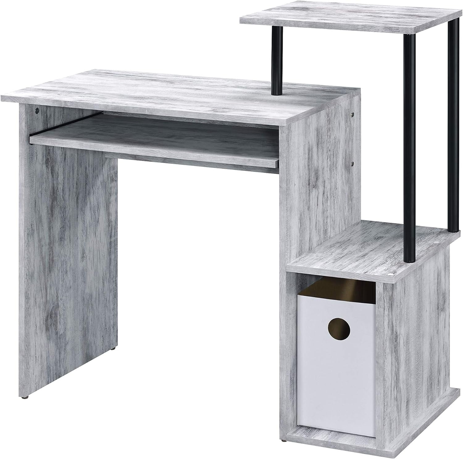Black and Antique White Wooden Executive Desk with Keyboard Tray