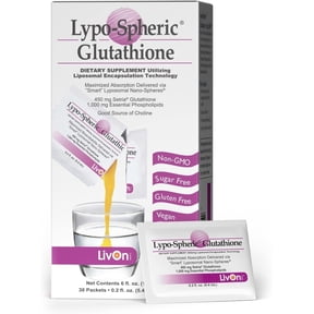 LivOn Laboratories Lypo-Spheric Liposomal Glutathione Supplement, 450 mg, Unflavored, 30 Packets