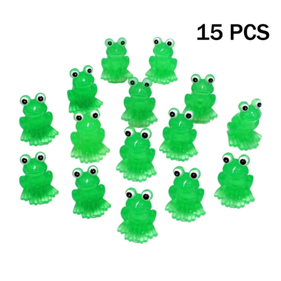 Lypsnake 15PCS Luminous Frog Mini Figurines, Glow in The Dark Resin Frogs, Cute Green Tiny Frogs for Garden Decor Micro Landscape Crafts and Party Favors