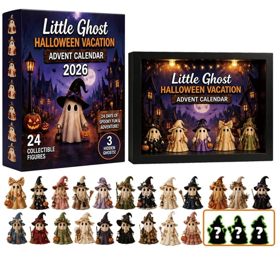 Lypsnake 2026 Little Ghost Halloween Vacation Advent Calendar With LED Light Display Box,24 Days Countdown Box with 3 Surprise Hidden Ghosts,Decor for Halloween Desk Shelf Holiday Countdown
