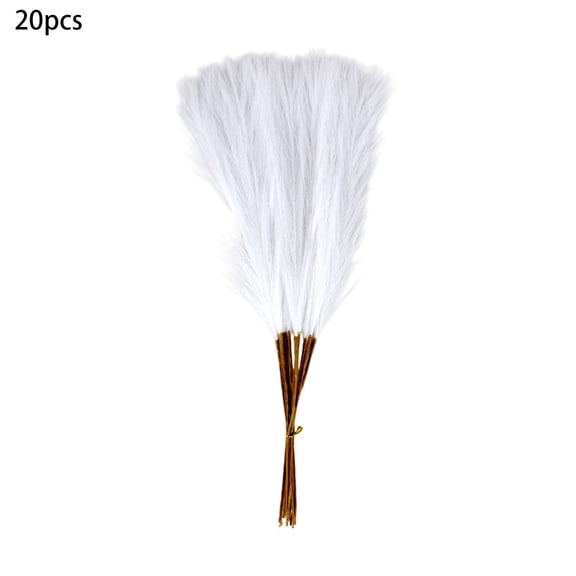 Lypsnake 20PC Artificial Puffy Pampas Grass, Fluffy Faux Reed Plumes, No-Shedding Fake Dried Flowers for Vase Arrangement Boho Wedding Party Home Living Room Bedroom and Farmhouse Decor