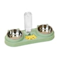 thumbnail image 1 of Lypsnake 3 in 1 Cat Bowls Pet Feeder with Water Dispenser, Automatic Waterer Double Stainless Steel Food Bowls, Cat Shaped Non Slip Base for Cats and Small Dogs, 1 of 6