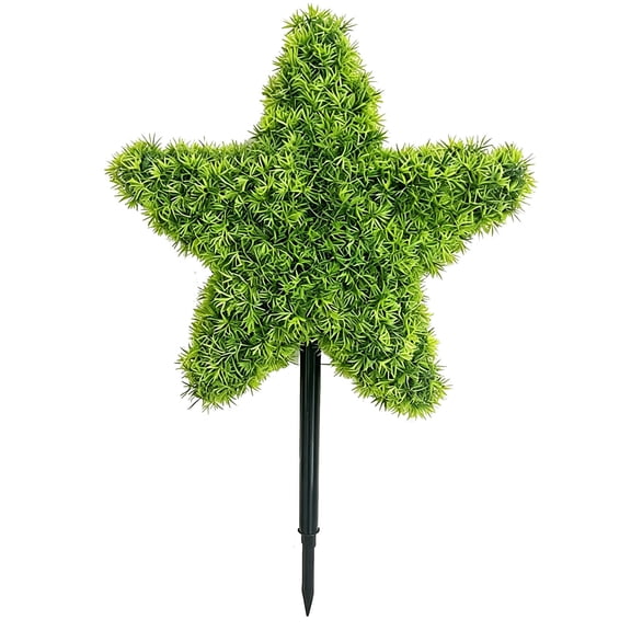 Lypsnake 4th Of July Artificial Star Shaped Topiary Tree, Faux Greenery Star Shaped Plant with Black Pole,UV Resistant Outdoor Decoration for Front Porch Patio Garden Yard Decor