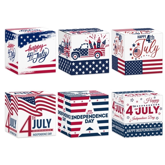 Lypsnake 4th of July Disposable Paper Snack Tray, USA Flag & Star Themed Printed Open Top Rectangular Paper Tray for 250th Anniversary Food Serving and Table Decoration