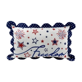 Lypsnake 4th of July Freedom Star Firework Throw Pillow,Rectangular Decorative Pillow With "Freedom" Script Star Firework Prints Scalloped Star Border,Decor For Independence Day Couch Sofa